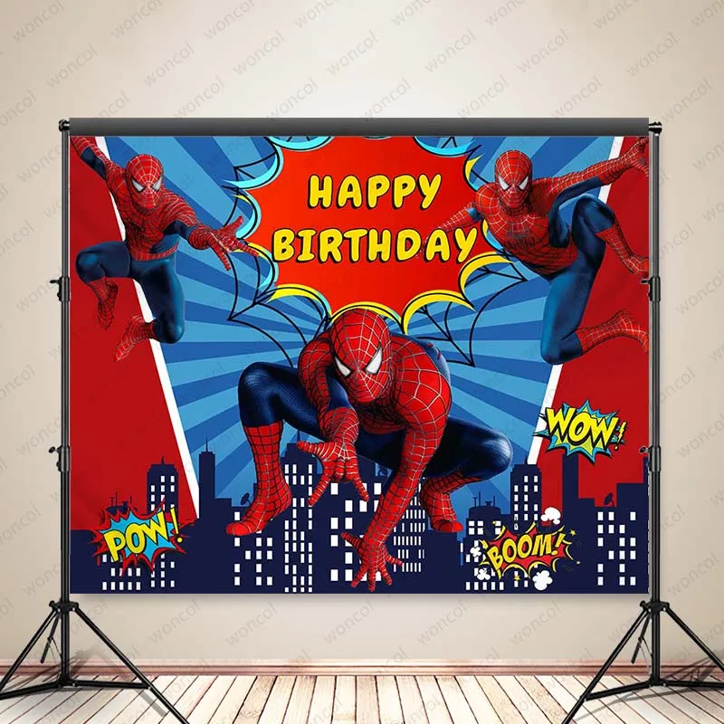 Fondo de fotografía de Spiderman, fondo de fotografía de cumpleaños para niños, decoración temática de superhéroe, cartel, utilería para fotomatón