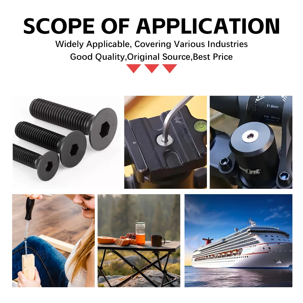 2-30 Buah M10 M12 M14 M16 M18 M18 M20 M24 Baut Allen Sekrup Kepala Datar Hexagon Hex Socket Baja Karbon Kelas 10.9