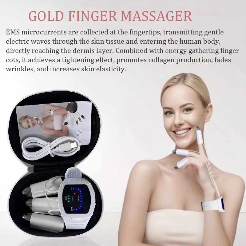 NEW Microcurrent Golden Finger NEW Face Lifting Neck Firming Devices Body Massager EMS Beauty Machine Skin Rejuvenation Finger - view 3