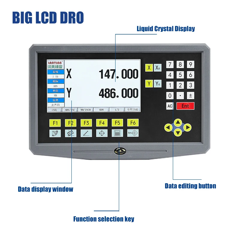 Imagem -02 - Display de Leiteira Digital Lcd Dro de Eixos Yh8002 Idioma Ac90-260v 501000 mm Escala Linear Codificador Régua Grating