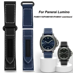 For Panerai Lumino PAM01118/PAM01661/PAM441 watchband Sticky carbon fiber check nylon Large dial men's Bracelet accessories