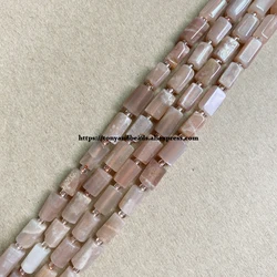 7'' Natural Faceted Peach Sunstone Cylinder Spacer Stone Beads 6.5X10mm For Jewelry Making DIY