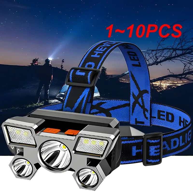 1~10PCS High Power Led Headlamp Rechargeable Head Lamp Headlight 18650 Head Flashlight Powerful Headlamp Camping Lantern