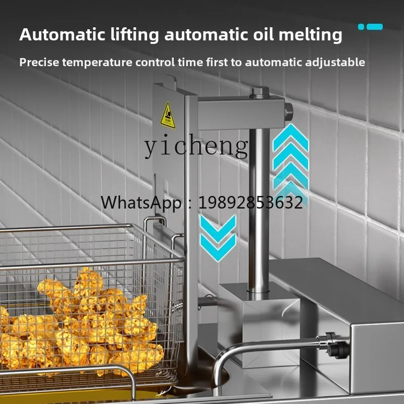 Freidora Eléctrica A1 Comercial, Freidora Automática con Elevación, Freidora Inteligente de Cilindro Simple y Doble