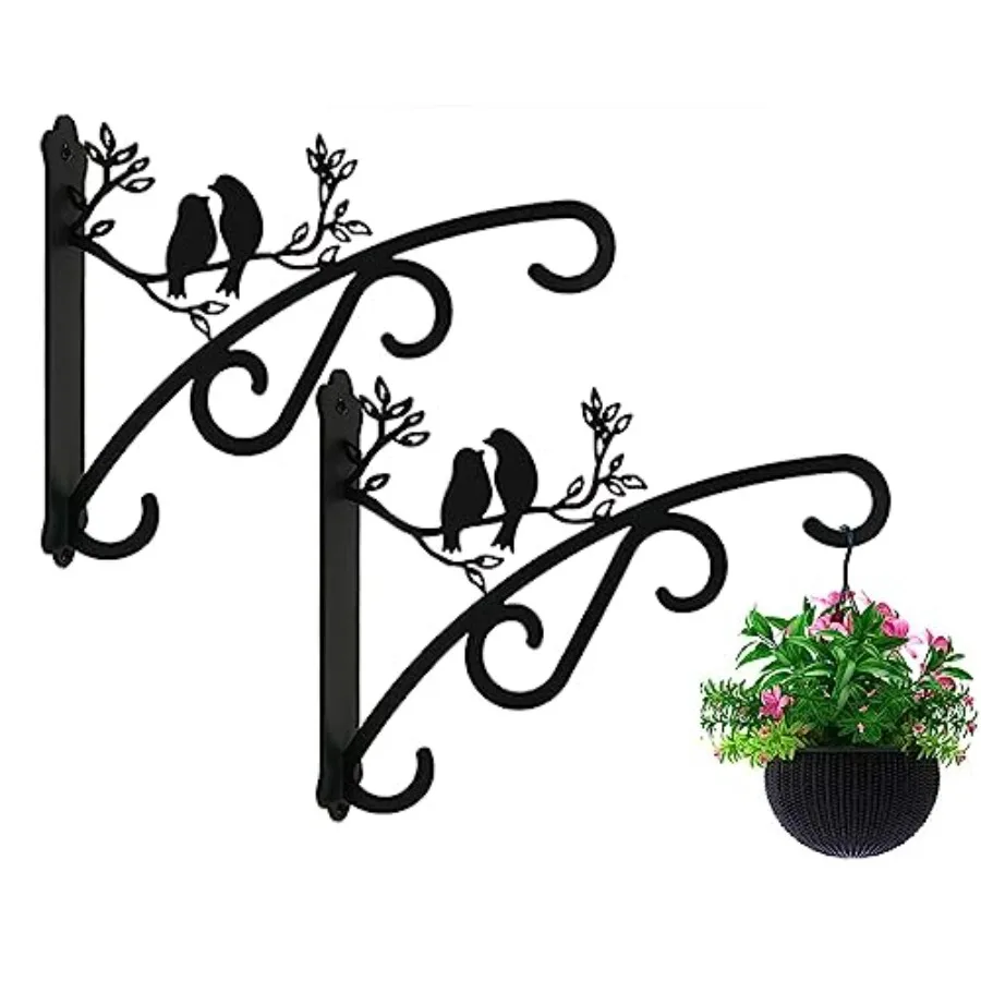 

Heavy Duty Outdoor Hanging Plants Brackets Plant Hangers with Wall Mounted Solid Steel Indoor Hooks Basket Lantern Light Bird F