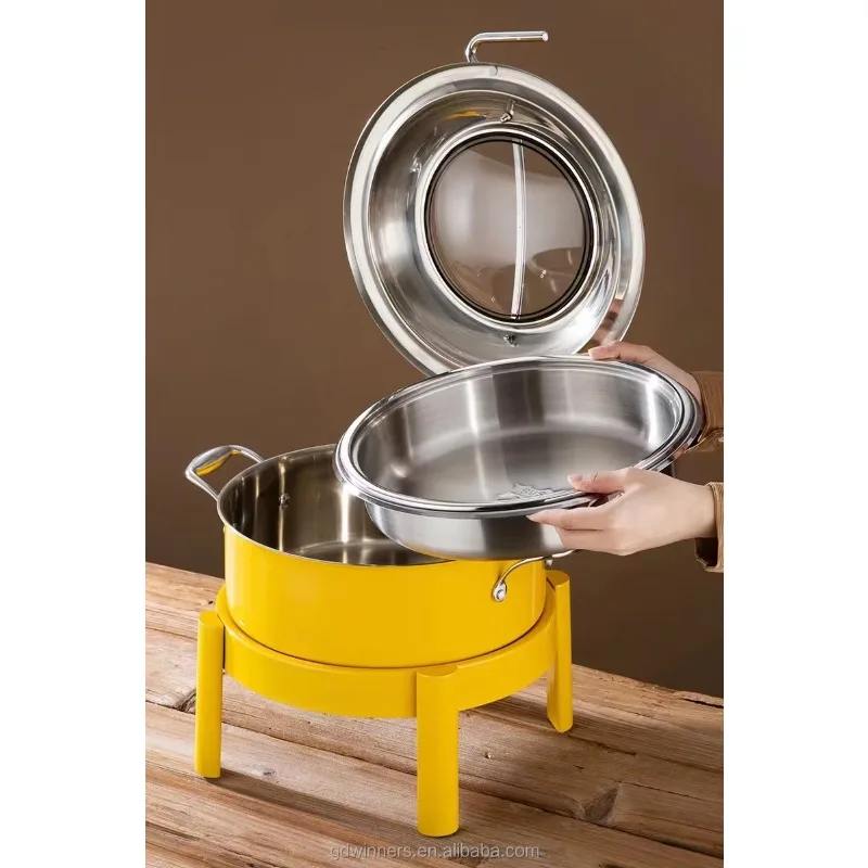 Multi-color Chafing Buffet Stove Luxury Serving Dish Food Warmer Buffet Display Stainless Steel Buffet Stove