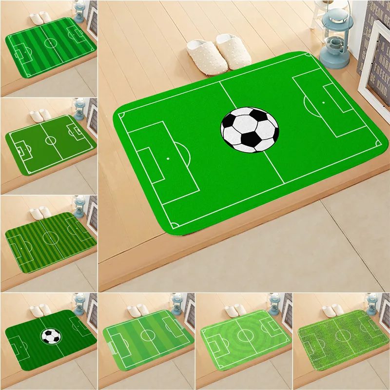 

Football Field Flannel Carpet Toilet Door Absorbent Mat Bathroom Non-slip Mat Door Mat Living Room Kitchen Toilet Decoration Rug