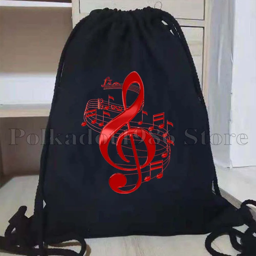 Music Lover Guitar Colorful Floral Treble Clef Music Notes Cute Gifts Drawstring Bags Soccer Backpack Gym Sackpack String Bag