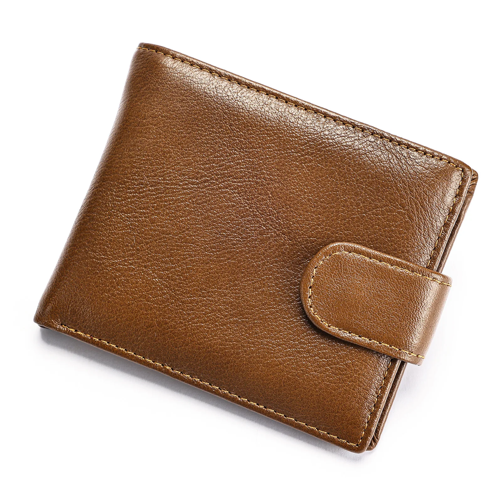 

YETTIES New Wallet with Buckle for Men Genuine Leather Men Wallets Brown Male Purse Card Holder