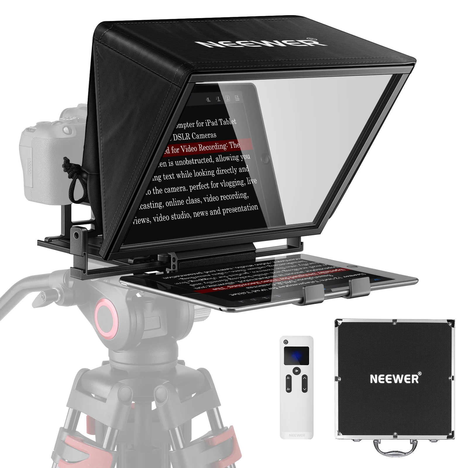 Teleprompter NEEWER, Teleprompter Portátil X14 com Controle Remoto RT-110 (Conexão Bluetooth dentro do aplicativo NEEWER Teleprompter)