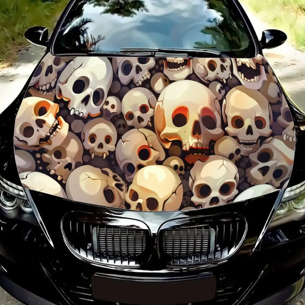 

Halloween Skull Heads Scary Car Hood Wrap Color Vinyl Sticker Truck Graphic Bonnet DIY Auto Accessories Decoration Decal Gift