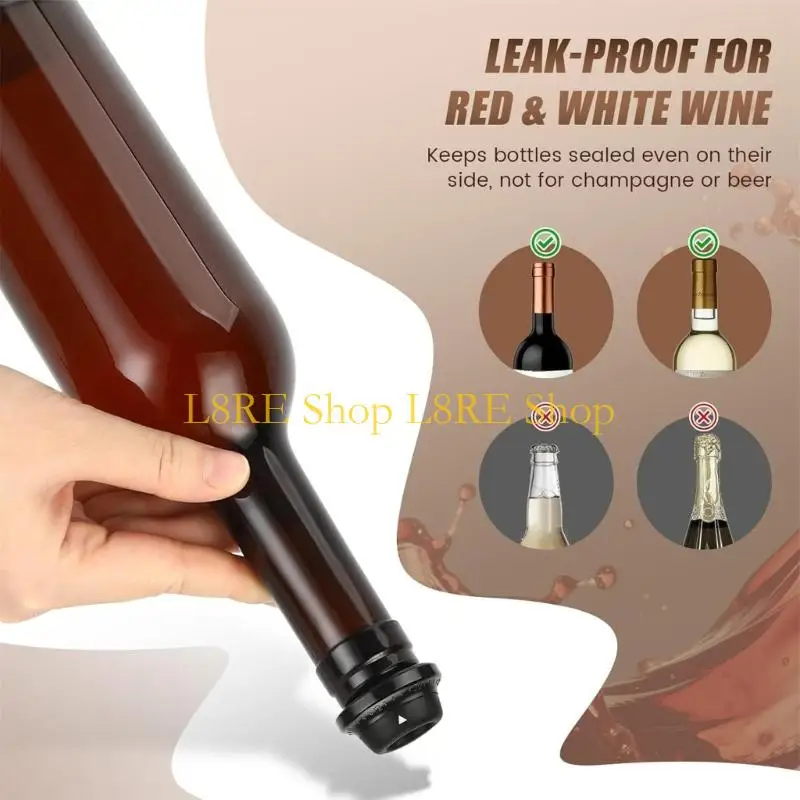 L8RE Vacuum Wine Saver Pump with 4 Reusable Stoppers Preserves Tool Ergonomic Handle Manual Wine Stoppers Keep Wine Freshly