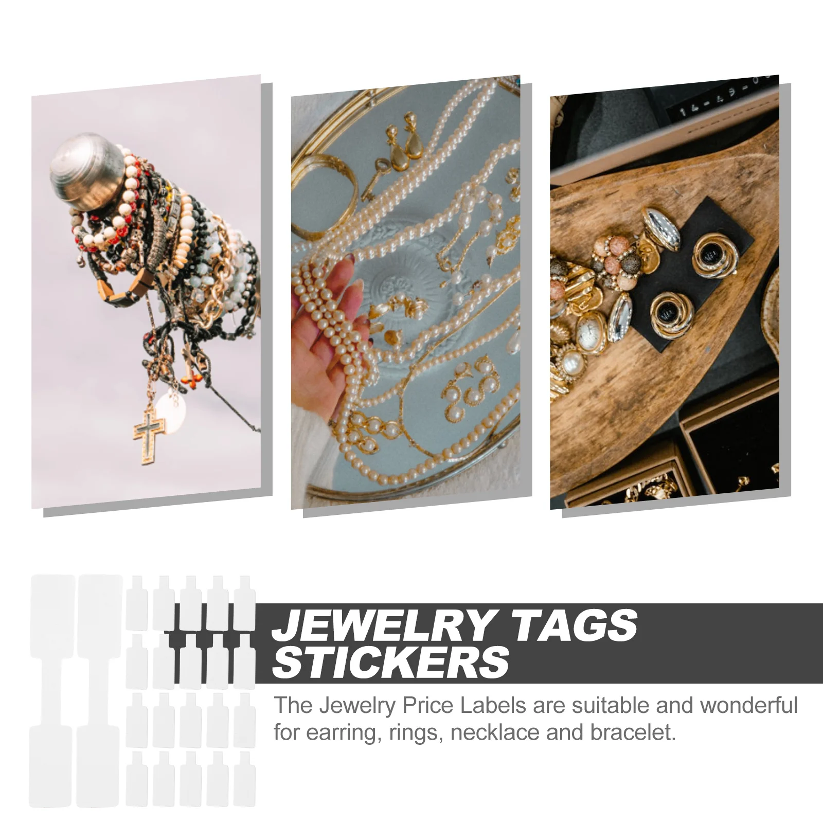 

50Pcs Jewelry Price Tags Blank Price Stickers Adhesive Self Stick Labels for Earrings Ring Necklace Bracelet Labeling Display