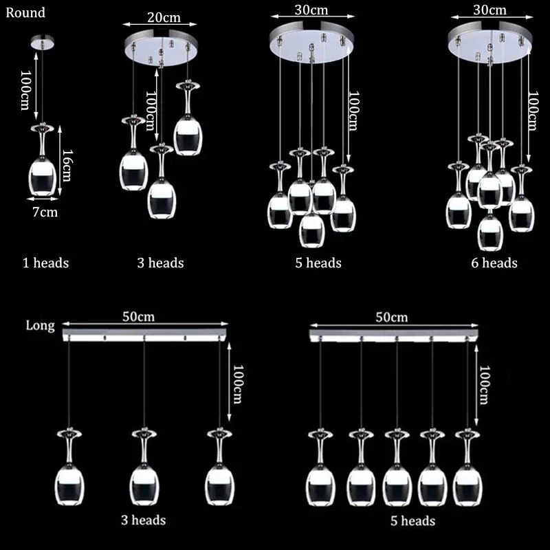 Imagem -05 - Criativo Vidro de Vinho Led Luzes Pingente Restaurante Lâmpada de Acrílico Moda Pendurado Luz Bar e Sala de Jantar Cabeças Cabeças