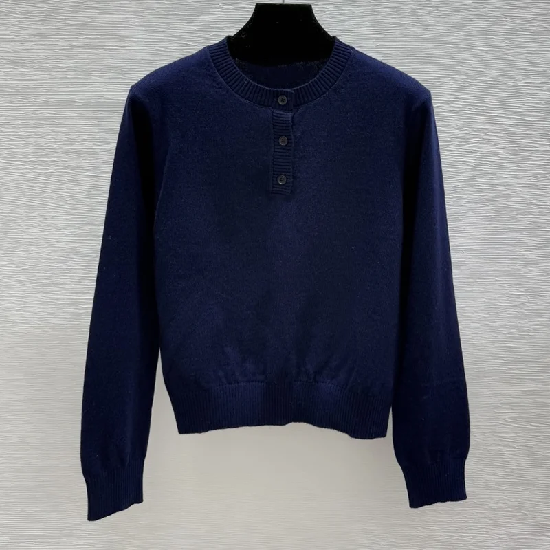 เสื้อสเวตเตอร์ผู้หญิงปักตัวอักษรมินิมอลคุณภาพสูงเสื้อผ้าฤดูใบไม้ร่วงฤดูหนาวคลาสสิก 251028253