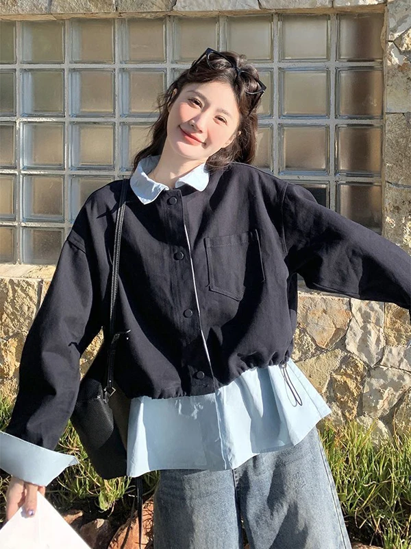 

Женская свободная рабочая куртка больших размеров (до 300 фунтов), повседневная, из полиэстера, на пуговицах, для работы и отдыха