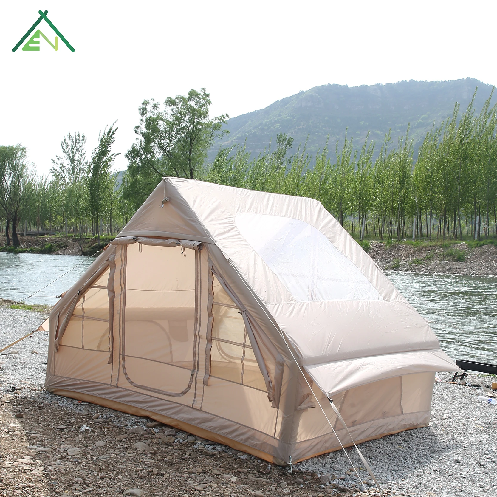 6.3sqm Inflatable Camping Tent With Double Doors Waterproof Portable Four-Season One Bedroom Easy Setup For 2-3 Person