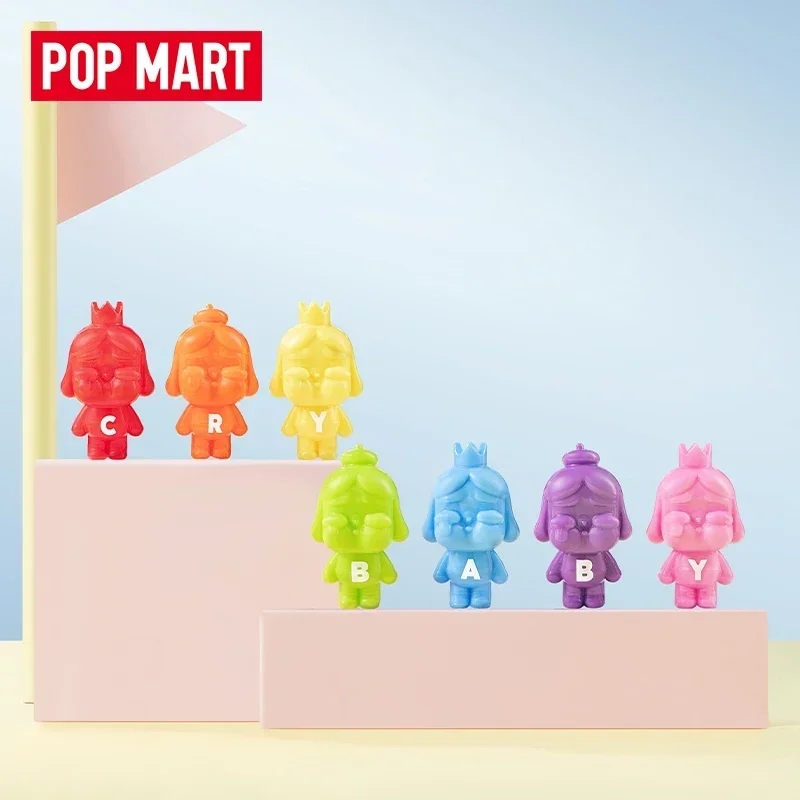 Pop Mart Pop Bean Crybaby Mini Doll Gradient Rainbow Color Set Series Original Toys Doll Cute Anime Figure Ornaments