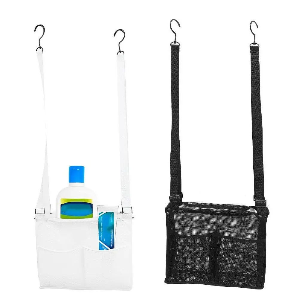 

Сетчатая подвесная сумка для ванной комнаты с крючками, регулируемый органайзер для инструментов для душа, многокарманная стойка для душа большой вместимости