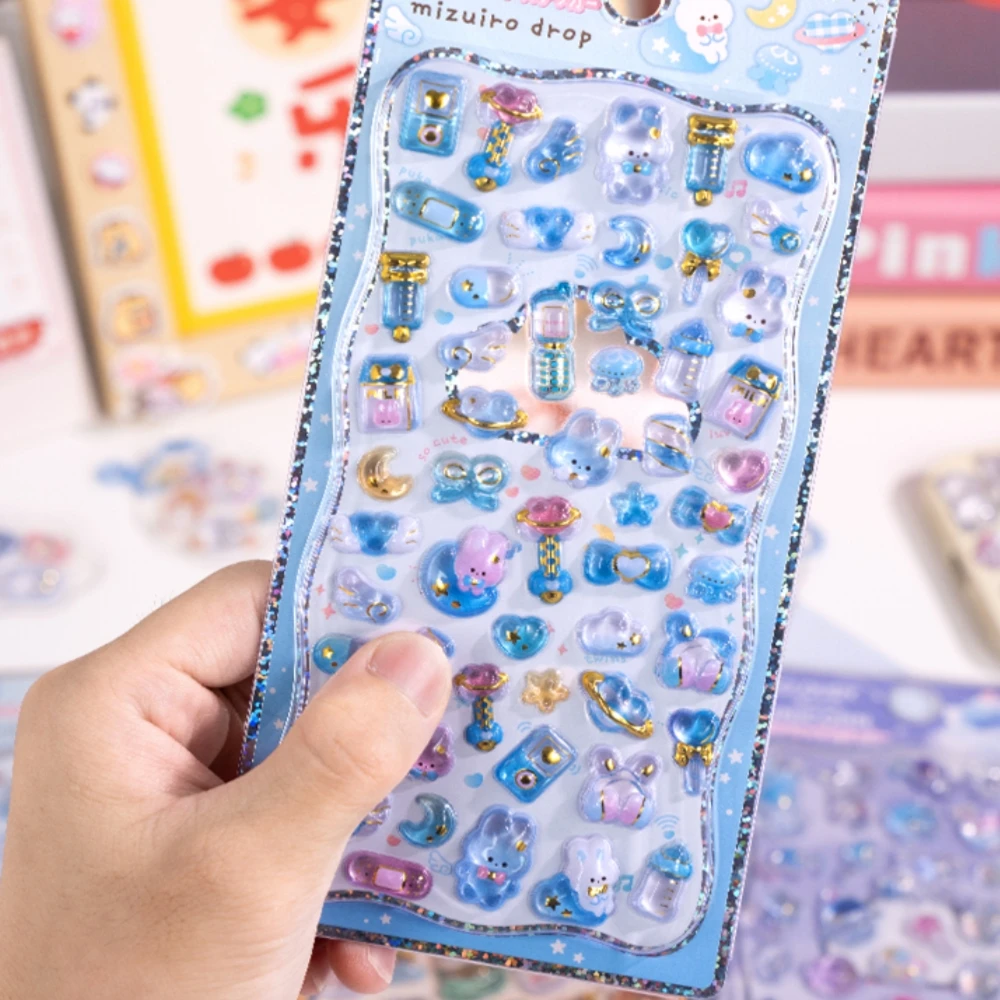 1 قطعة/4 قطعة الكرتون ثلاثية الأبعاد قطرة الإغاثة ملصقات أرنب صغير حيوانات البحر القطط سكرابوكينغ Diy بها بنفسك مجلة لطيف القرطاسية المدرسية ملصقات