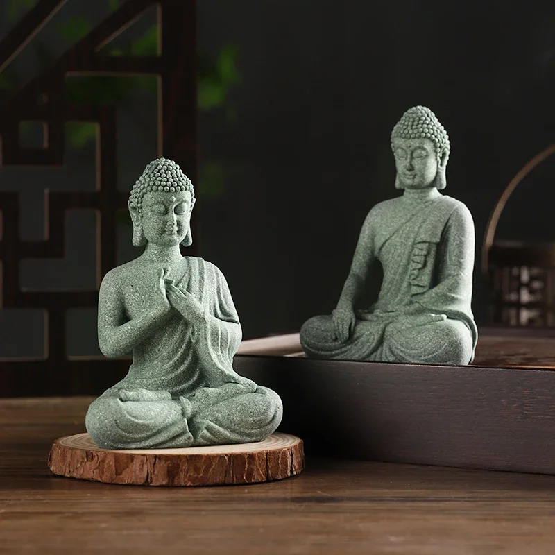 

Blue sand stone Buddha statue ornament Micro landscape fish tank landscaping rockery bonsai living room Zen tea desktop stone