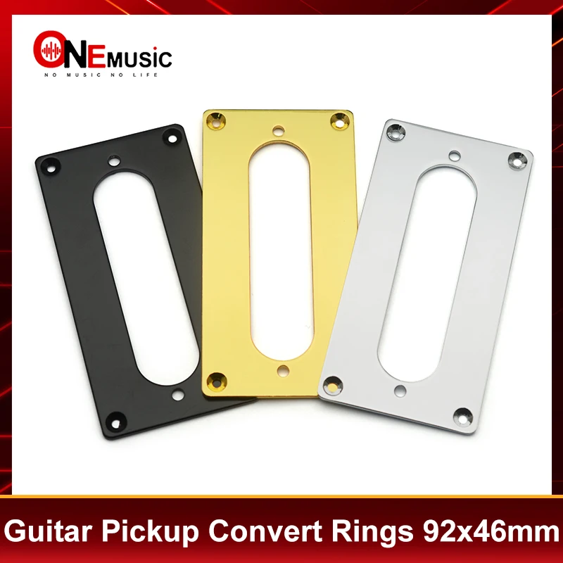 2Pcs Pickup Convert Rings 92x46mm Humbucker Hole to Single Pickup Metal Frames Inner-70x18mm Black/Gold/Chrome