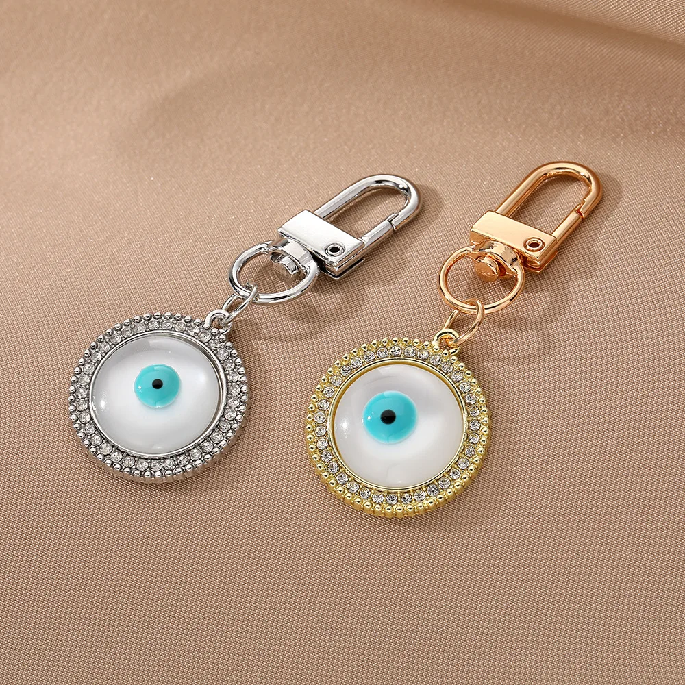 

12pcs Turkish Lucky Glass Opal Blue Eye Zircon Keychain Lobster Clasp Women Men Handbag Hangle Car Key Holder Key Ring Jewelry