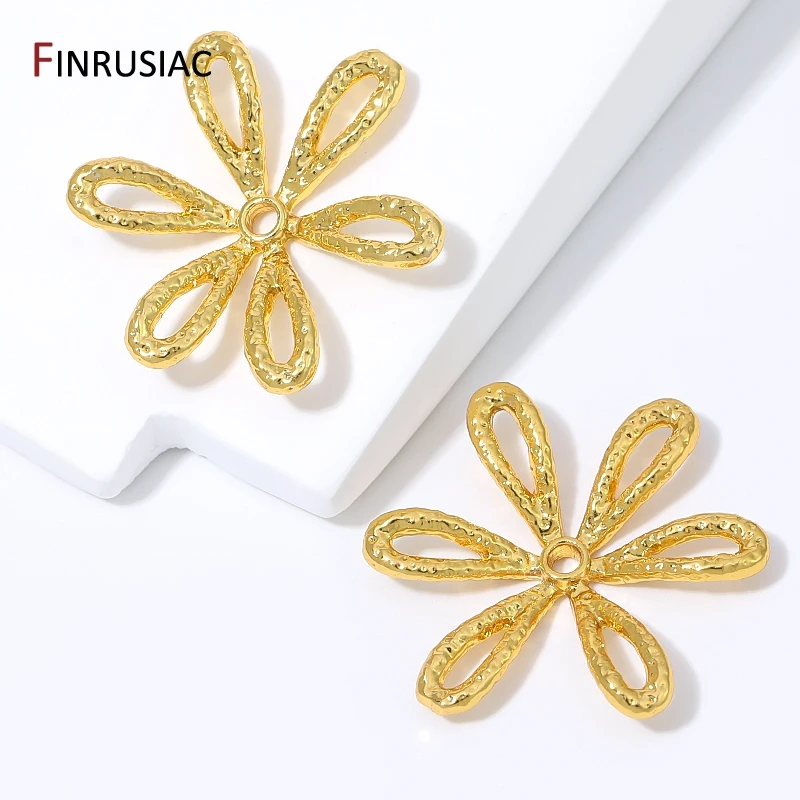 18K Gold Plated Brass Floral Bead Caps Hollow Petal Spacers End Caps for Pearl Bead Bracelet Necklace Jewelry Making Findings
