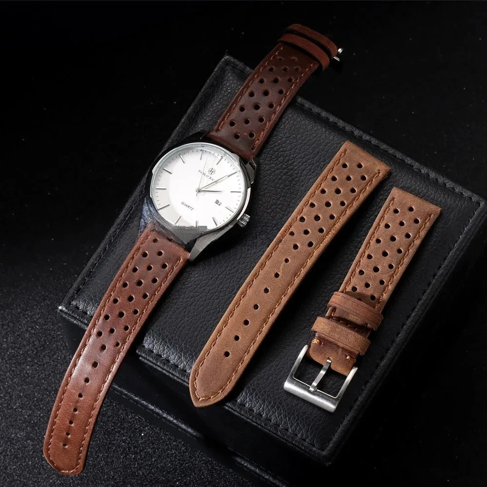 Ремешок из натуральной яловой кожи для Samsung Galaxy Watch 6 5 4, мягкий дышащий ретро-браслет для браслета Seiko 20 мм, 22 мм, 18 мм