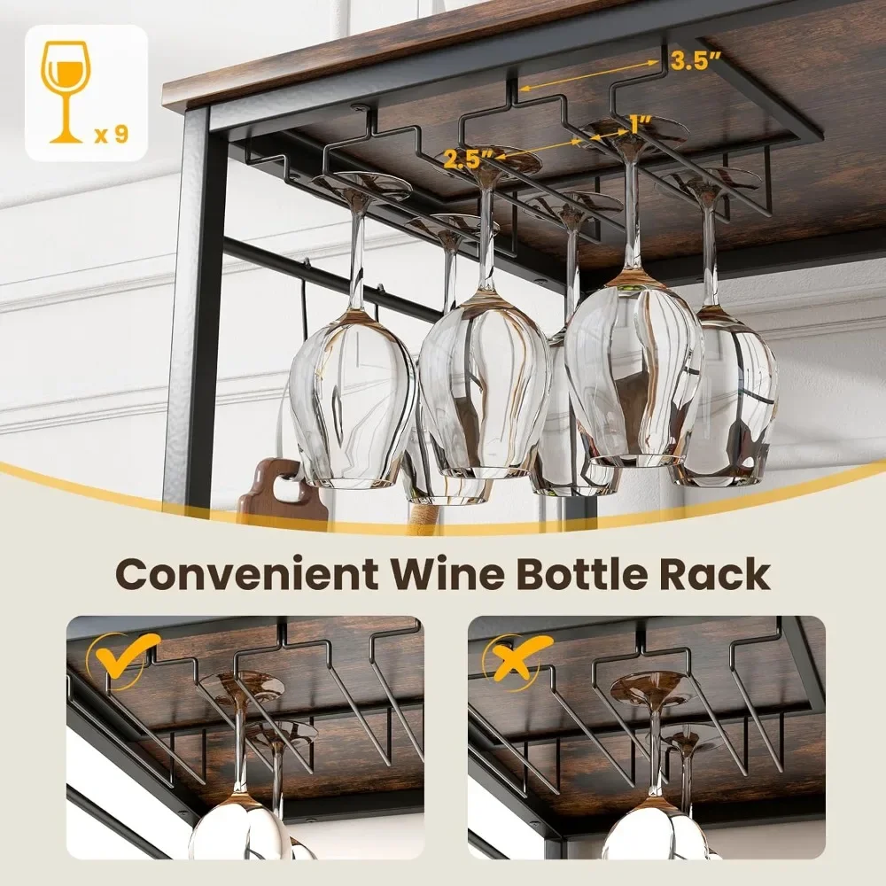 

Kitchen Baker Rack with 3 Tier Storage Shelves, 10 Hooks, Glass Holder, 40" Stationary Island with Spacious, Customized