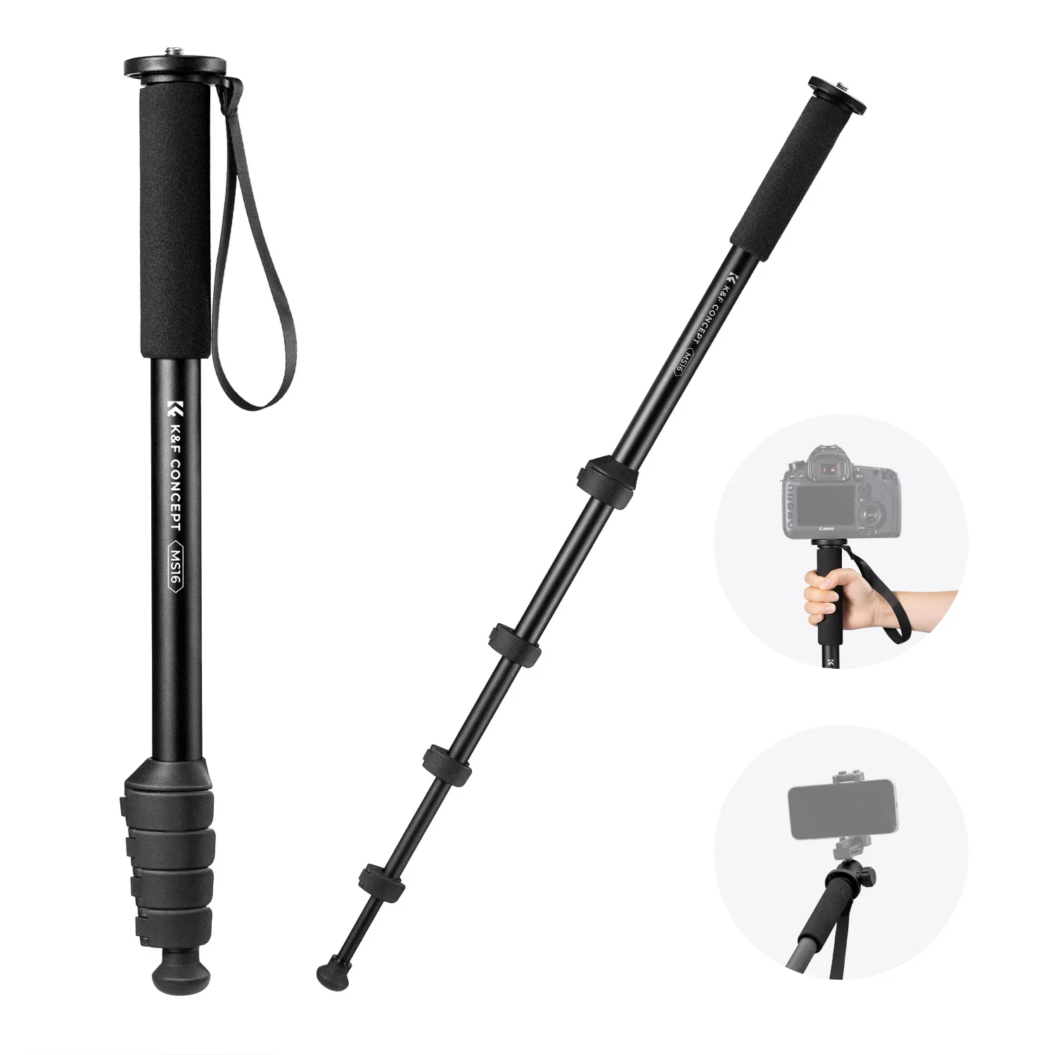 K&F Concept 63\'\' Camera Monopod 5-Section Height Aluminum Monopod Lightweight Portable Cameras Accessories For Nikon Canon Leica