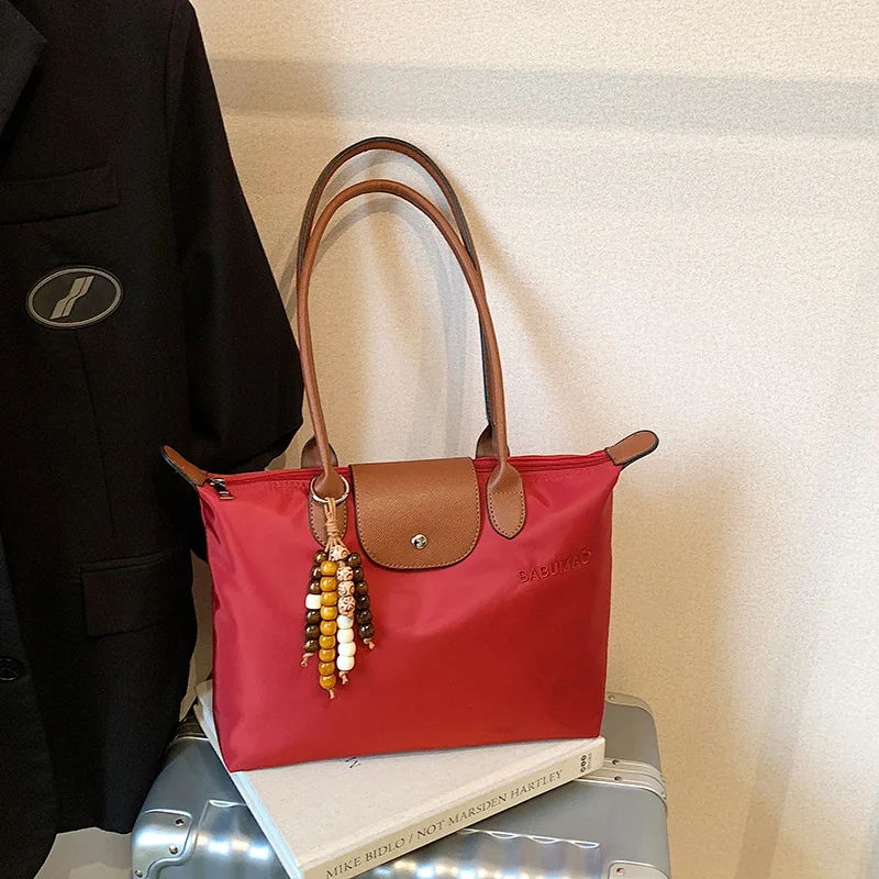 

2026 New Women's Nylon Duffle Bag - Solid Color Spacious Foldable Tote Diaper Bag Ultra-Light Shoulder Top-Handle for Daily Use