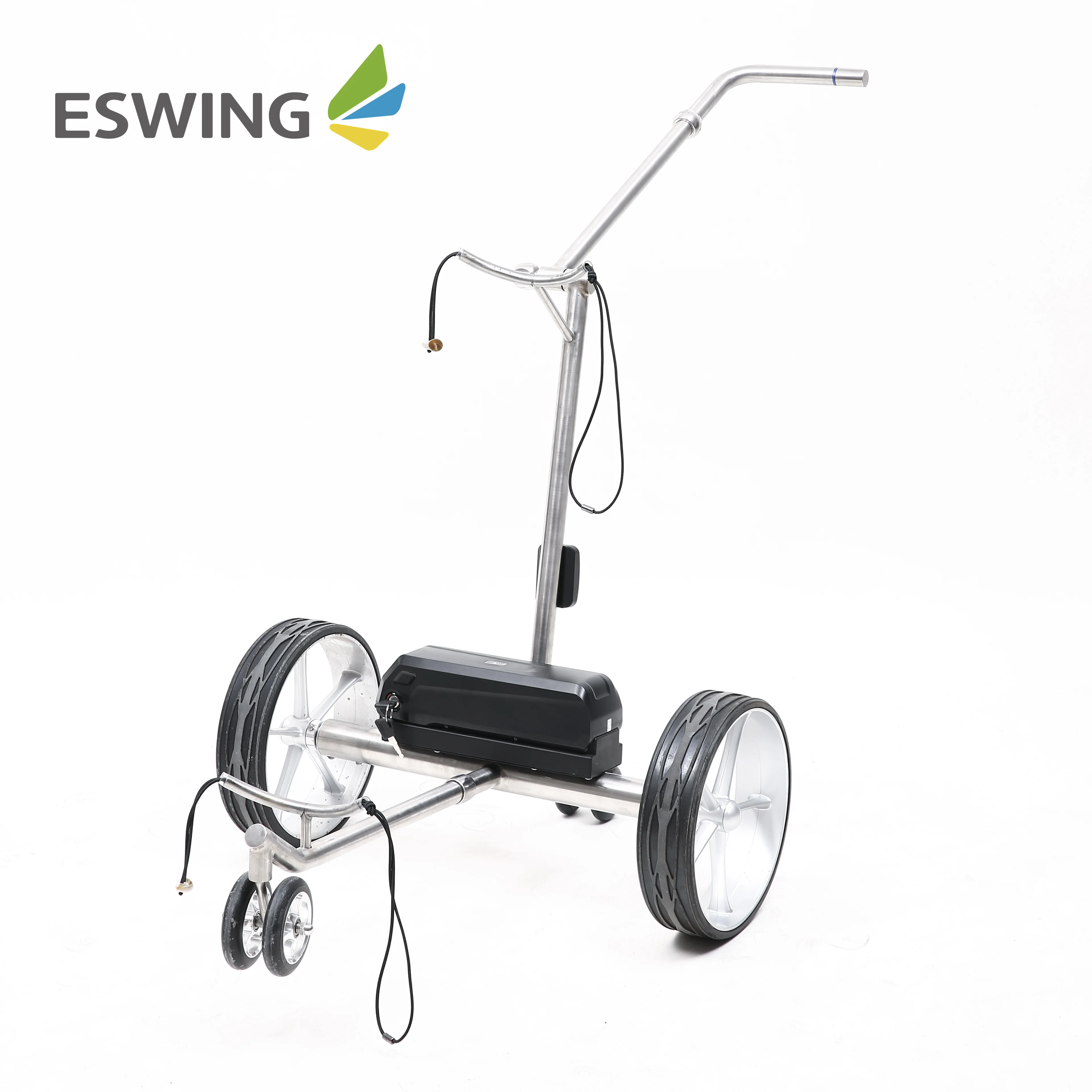 High Quality 24V 10Ah Stainless Steel Smart Follow Remote Golf Trolley with Brushless Motor Auto Parking Brake & Long Range