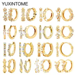 925 Sterling Silver Ear Needle Hoop Earrings Crystal Circle Small Huggie Earrings for Women Simple Females Girls Jewelry