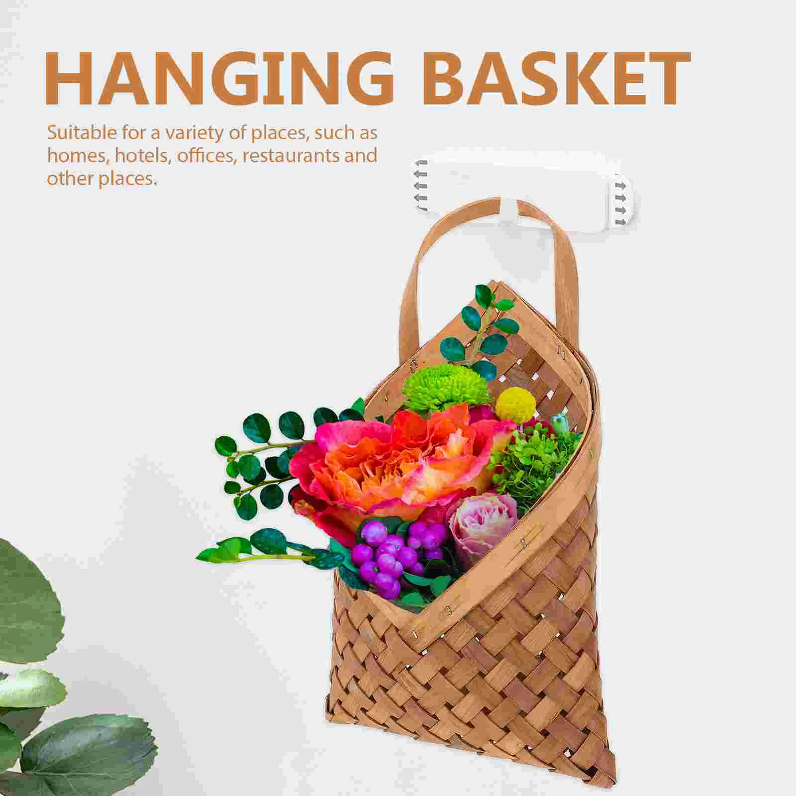 Wall Wicker Planter Retro Flower Basket Artificial Plants Indoor Hanging Woven Rustic Pot