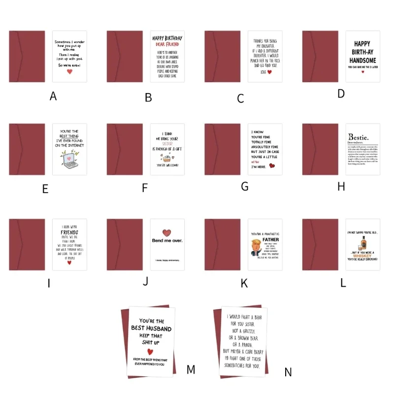 1 ชุดการ์ดวันเกิดพร้อมซองจดหมายคำตลกการ์ดอวยพรวันเกิดการ์ดอวยพรวันเกิดสำหรับเพื่อนน้องสาว