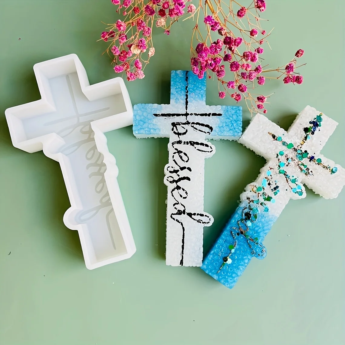 قالب سيليكون من Love Cross لتزيين الحائط المزخرف من الراتنج - عيد الحب - الأزواج