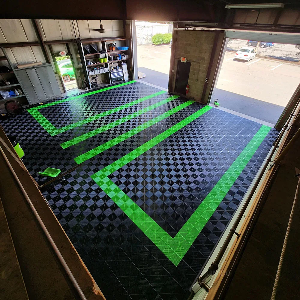 custom made Modular Colorful Interlocking Garage Floor Tiles Industrial Plastic Garage Flooring Mats for Car Detailing Shop