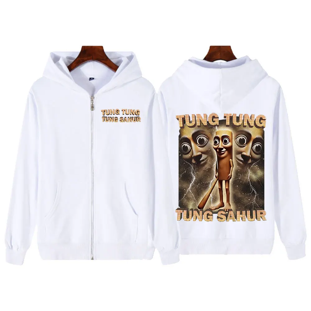 Tung Tung Tung Sahur Funny Baseball Bat Meme Zipper Hoodies Italian Brainrot Men Women Fashion Vintage Zip Up Sweatshirt Jackets