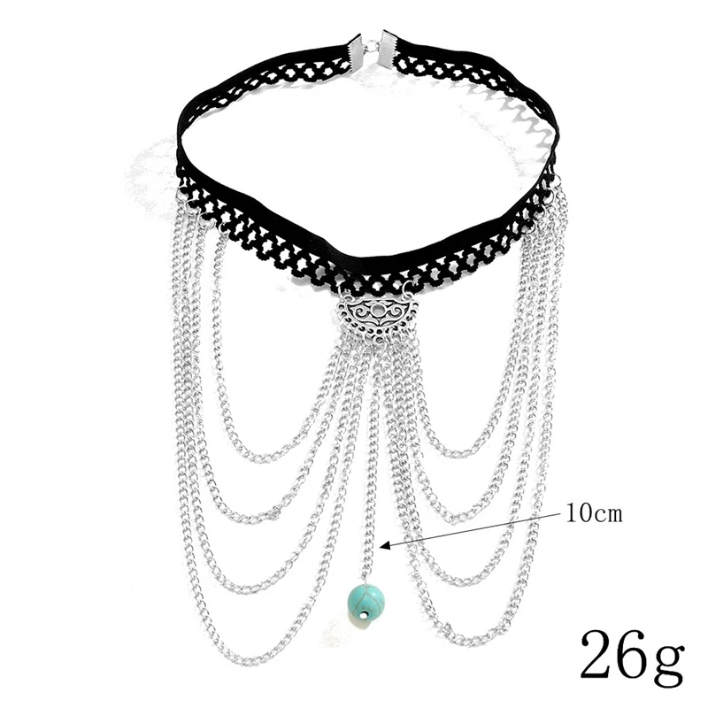 MOGAKU MultiLayer Alloy Tassel Leg Chain Fashion Bohemian Women Silver Color Elastic Band Body Chains Summer Dress Bikini Bijoux