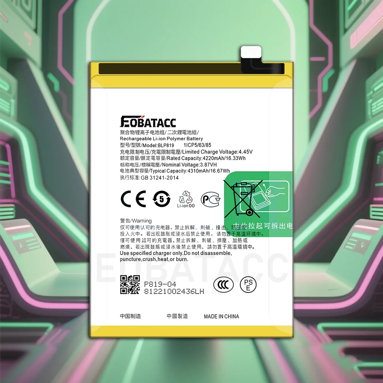 2025 Years New Original 4310mAh BLP819 Mobile Phone Battery For Oppo Reno 5 Reno5 Lite Z Reno6 4G