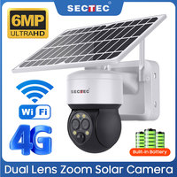 SECTEC 12X Zoom Daul Lens Solar Battery PTZ 4G Camera Wifi Outdoor surveillance Solar Security Camera Night Vision