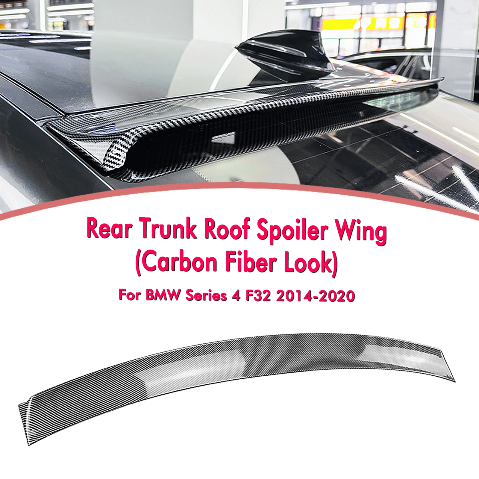 Rear Roof Spoiler Wing Lip For BMW 4 Series F32 F82 M4 2 Door Coupe 2014-2020 Carbon Fiber Look/Gloss Black Tail Upper Splitter