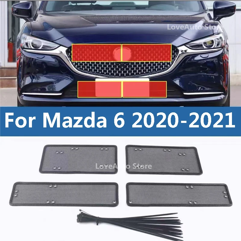 

For Mazda 6 Atenza 2022 2021 2020 Car Font Insect Screening Mesh Golden Steel Front Grille Insert Net Golden Steel Accessories