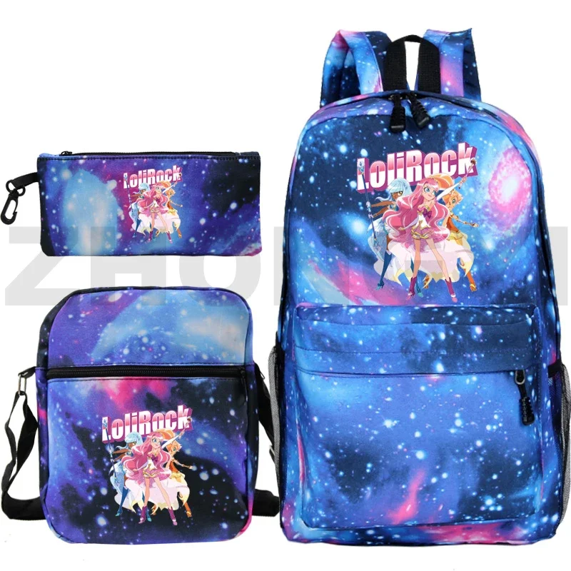 New Student Cartoon LoliRockstar Backpacks 3 In 1 Anime LoliRock Big School Bags for Girls Pencil Case Shoulder Bag Mens Bookbag