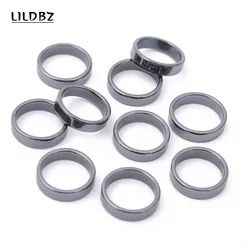 Natural Stone Hematite Ring 4T6T10T Flat Arc Black Gallstone Couple Non-magnetic Ring Health Care Radiation Protection Ring Gift
