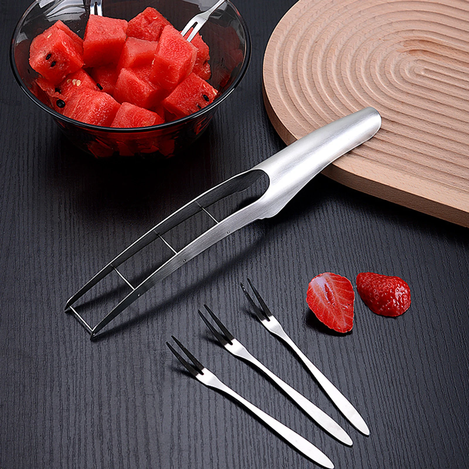 Stainless Steel Watermelon Cube Slicer Durable and Lightweight Fruit Peeling Slicer for Camping Gathering Party Kitchen Gadget