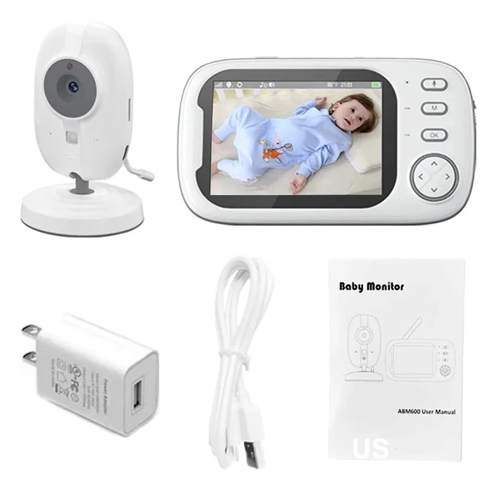 3.5'' Video Baby Monitor 2.4G Mother Kids Two-way Audio Night Vision Video Surveillance Cameras With Temperature display Screen