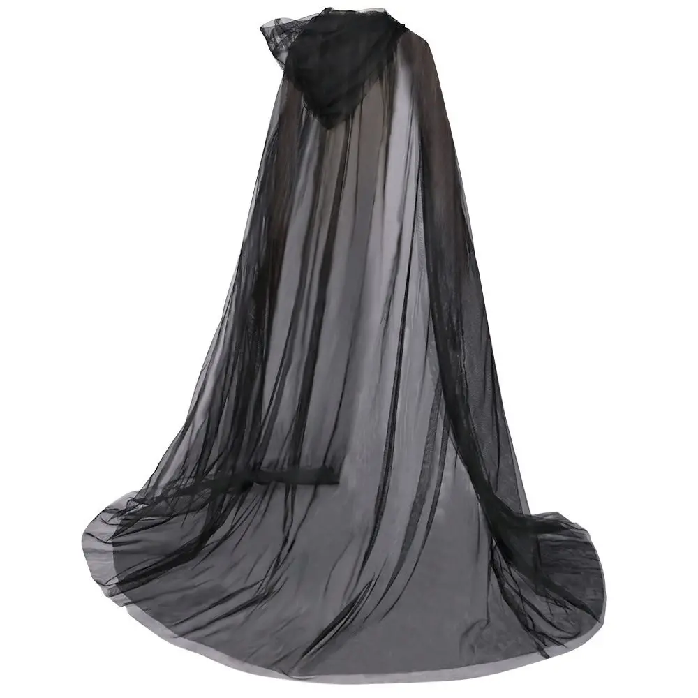 Cape fantôme en maille transparente pour femmes, déguisement d'halloween à lacets, accessoires de Cosplay, cape à capuche pour enfants