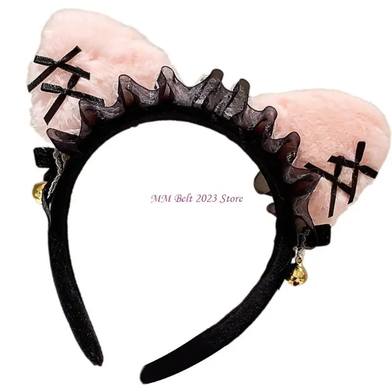 49Me Lace Cats Hairhoop d'oreille avec Bowknot Roleplay accessoires pour femmes Costume accessoires